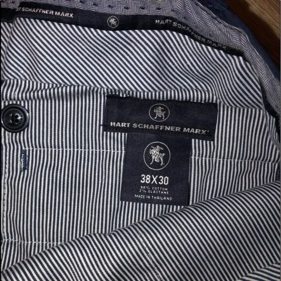 HART SCHAFFNER MARX- MENS BLUE 98% COTTON FLAT FRONT DRESS PANTS SIZE 38X30 - Picture 3 of 6